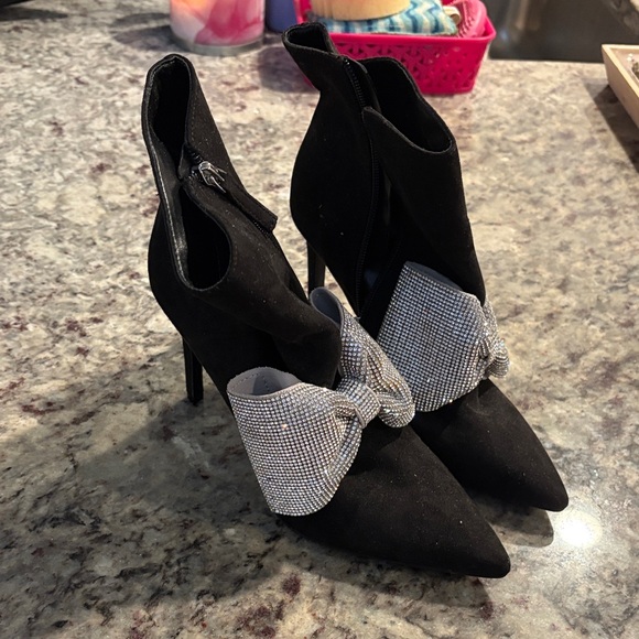 INC International Concepts Shoes - INC International Concepts Black Stiletto Heels with Silver Embellishment